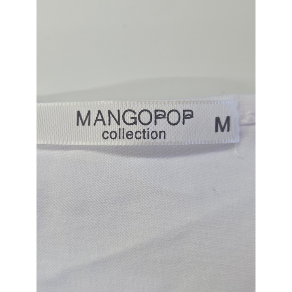 Mangopop White Long Sleeve Square Neck Bodice Snap Gusset Bodysuit Size M New - Picture 6 of 9
